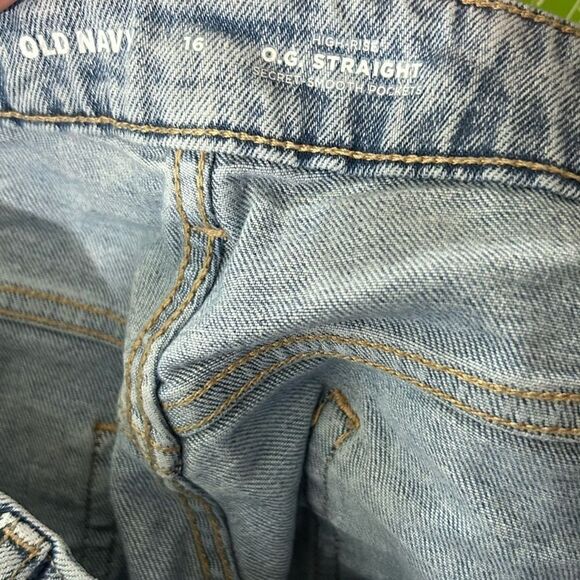 Old Navy O.G. Straight Raw Hem Distressed Denim Jeans SIZE 16 - Picture 8 of 8